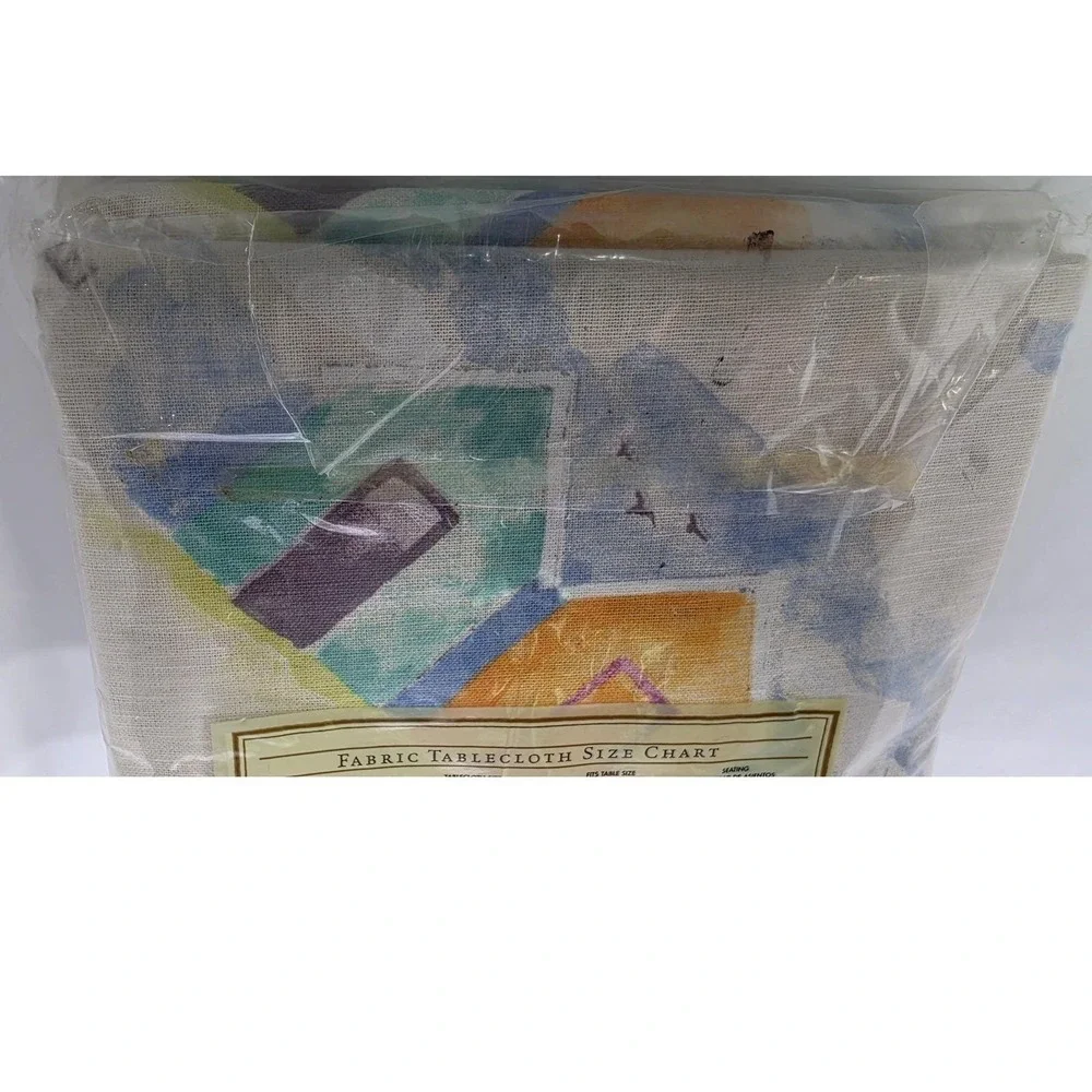Sunweave Beach Coastal Fabric Tablecloth 60x84 Oblong 100% Cotton MultiColor Y2K
